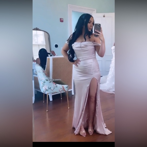 MODA GLAM BRIDESMAID DRESS CHAMPAGNE - Picture 3 of 3